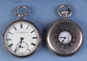 A silver cased Thomas Wheeler open faced railway watch, the white enamel dial with Roman numerals