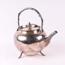 A Christopher Dresser style silver plated teapot. Condition Report Engraved initials to the body,