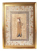 Mohammed Khan depicting Shah Jahan 5th Mogul Emperor - A Musician Playing a Harp - watercolour, in a