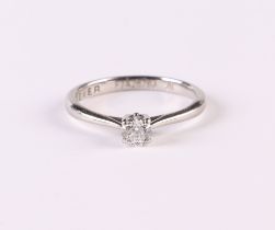 A platinum diamond solitaire ring, diamond approx 0.25ct. approx UK size 'L', 2g.