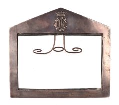 A silver strut photo frame for the Duke of Cornwall Light with inscription from Captain Goldsmith,