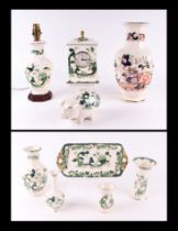 A quantity of assorted Masons Ironstone Chartreuse pattern ceramics to include a money box in the