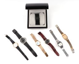 A group of fashion watches to include Rado, Seiko and Victorinox.