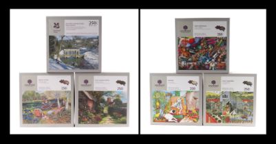 Six Wentworth wooden 250pc jigsaw puzzles - Cally Gardens, Prior Park Landscape Garden, Bath, Old