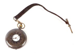 A J W Benson silver cased half hunter pocket watch, the white enamel dial with Roman numerals and