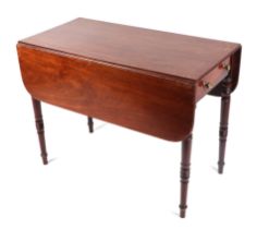 A 19th century mahogany Pembroke table on turned legs, 89cms wide.