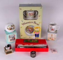 A Royal Worcester Wooster Bear Nursery Gift Set, boxed; together with a Wedgwood Peter Rabbit