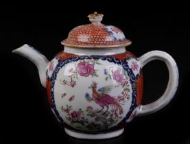 A Chinese famille rose teapot decorated with birds and flowers, 13cms high. Condition Report The