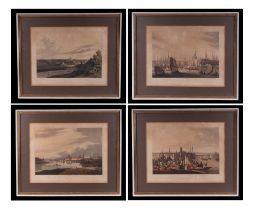 After Robert Bowyer - a set of four hand tinted engravings depicting European cities at the end of