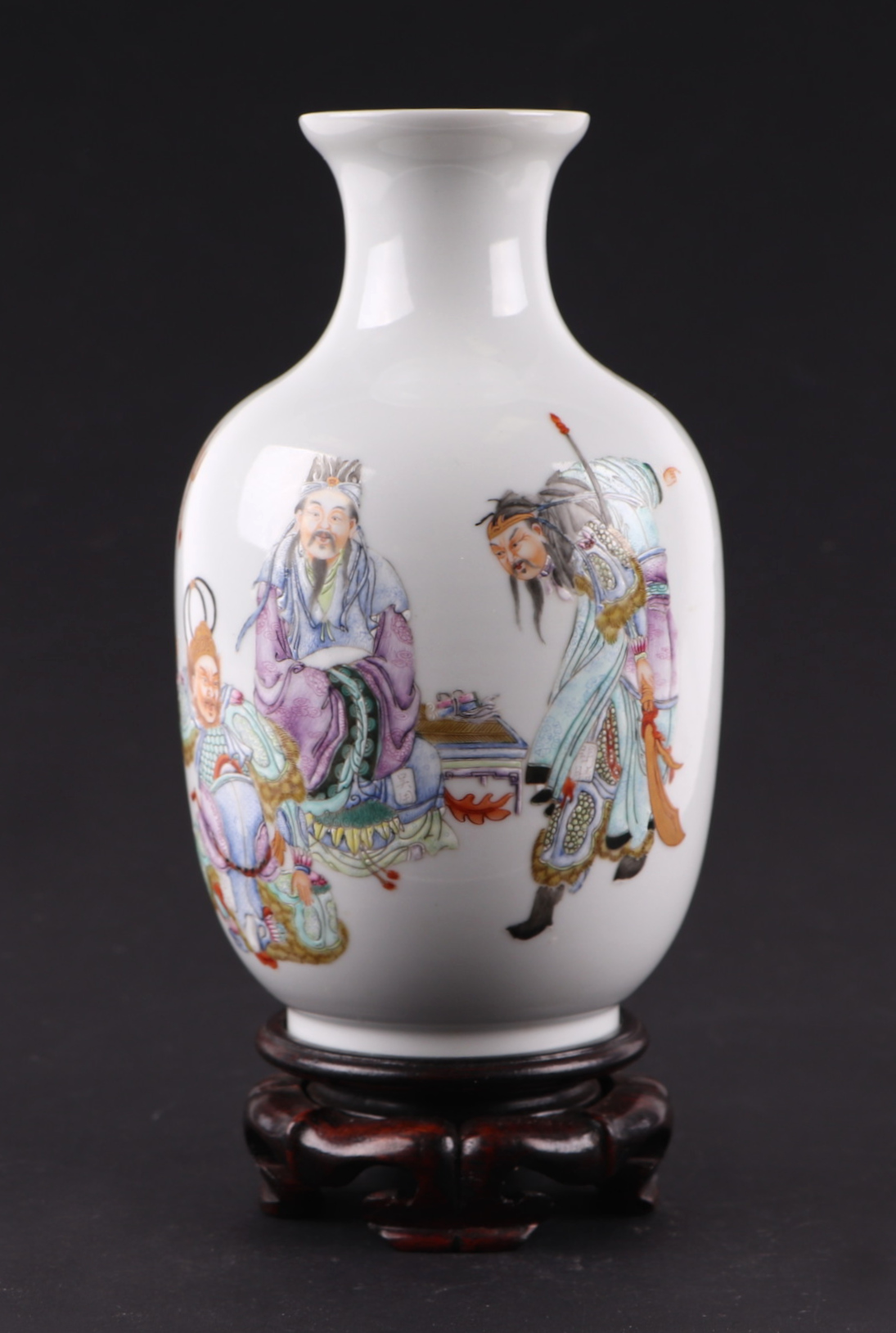A Chinese Republic vase decorated with figures and calligraphy, four character blue mark to the