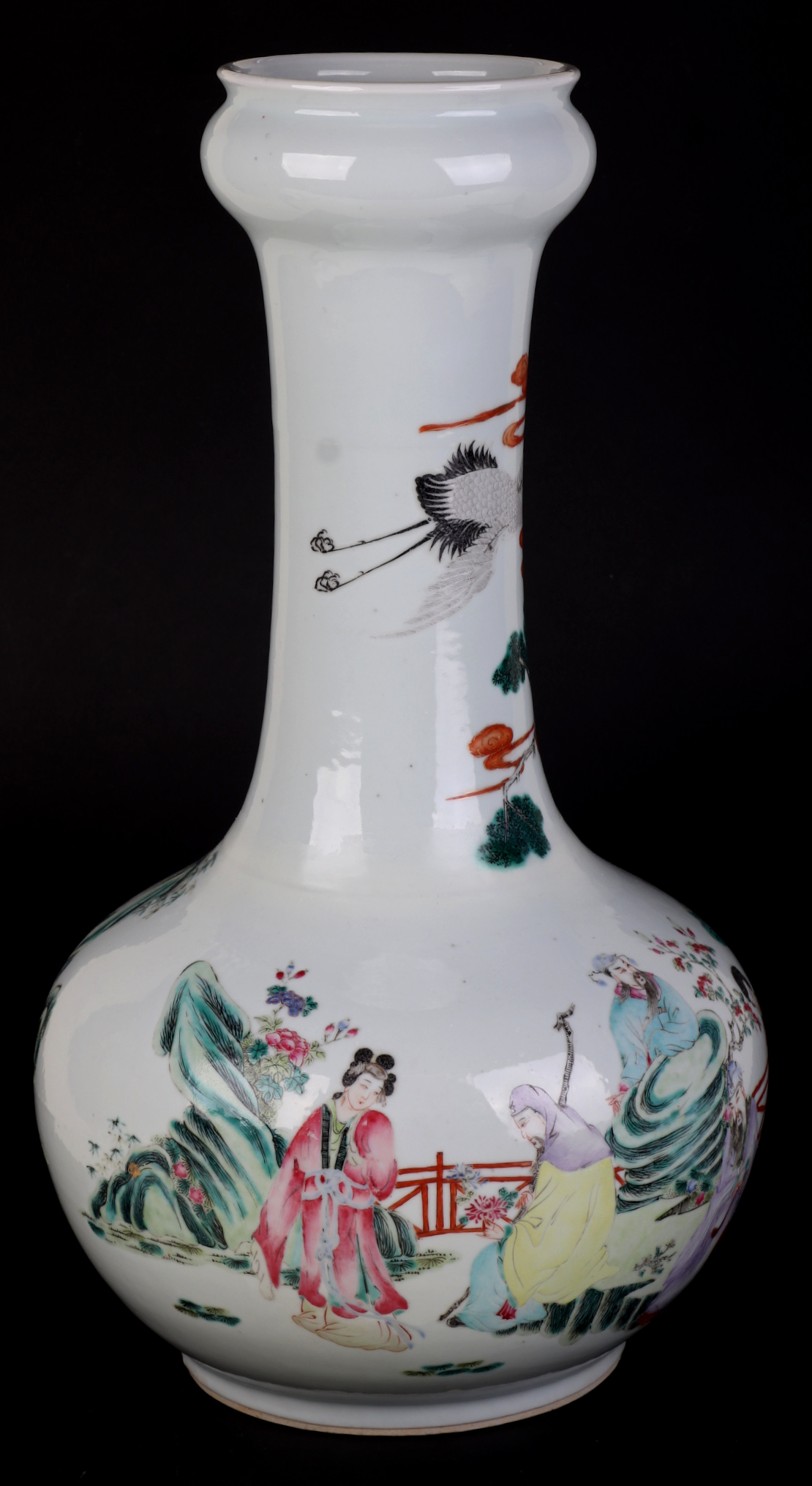 A large Chinese famille rose bottle vase decorated with figures on a terrace, 43cms high. - Image 5 of 7