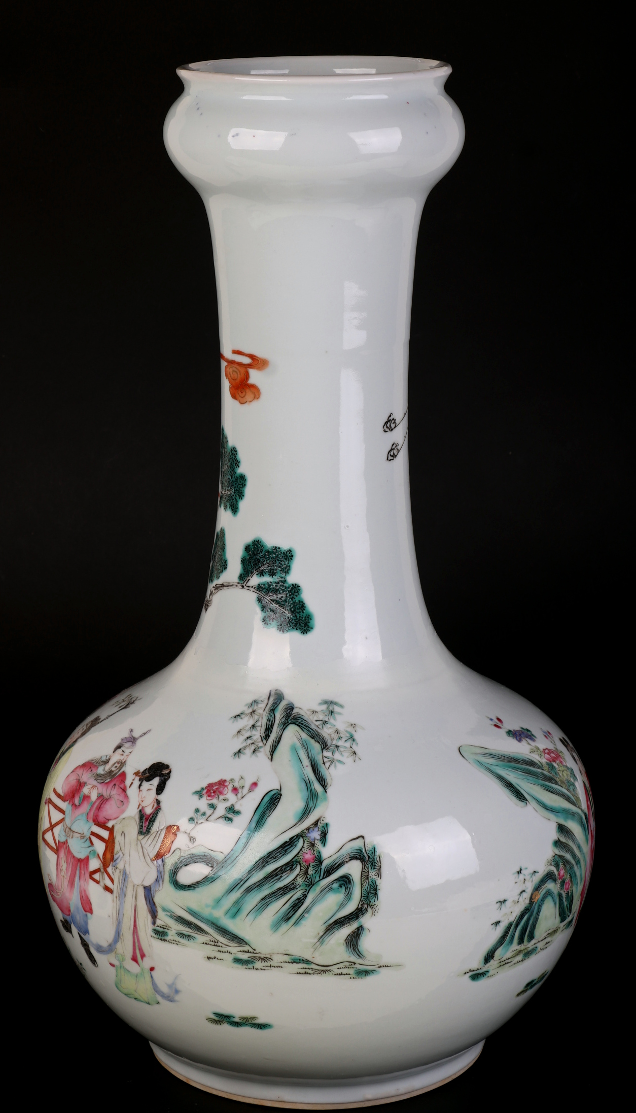A large Chinese famille rose bottle vase decorated with figures on a terrace, 43cms high. - Image 4 of 7