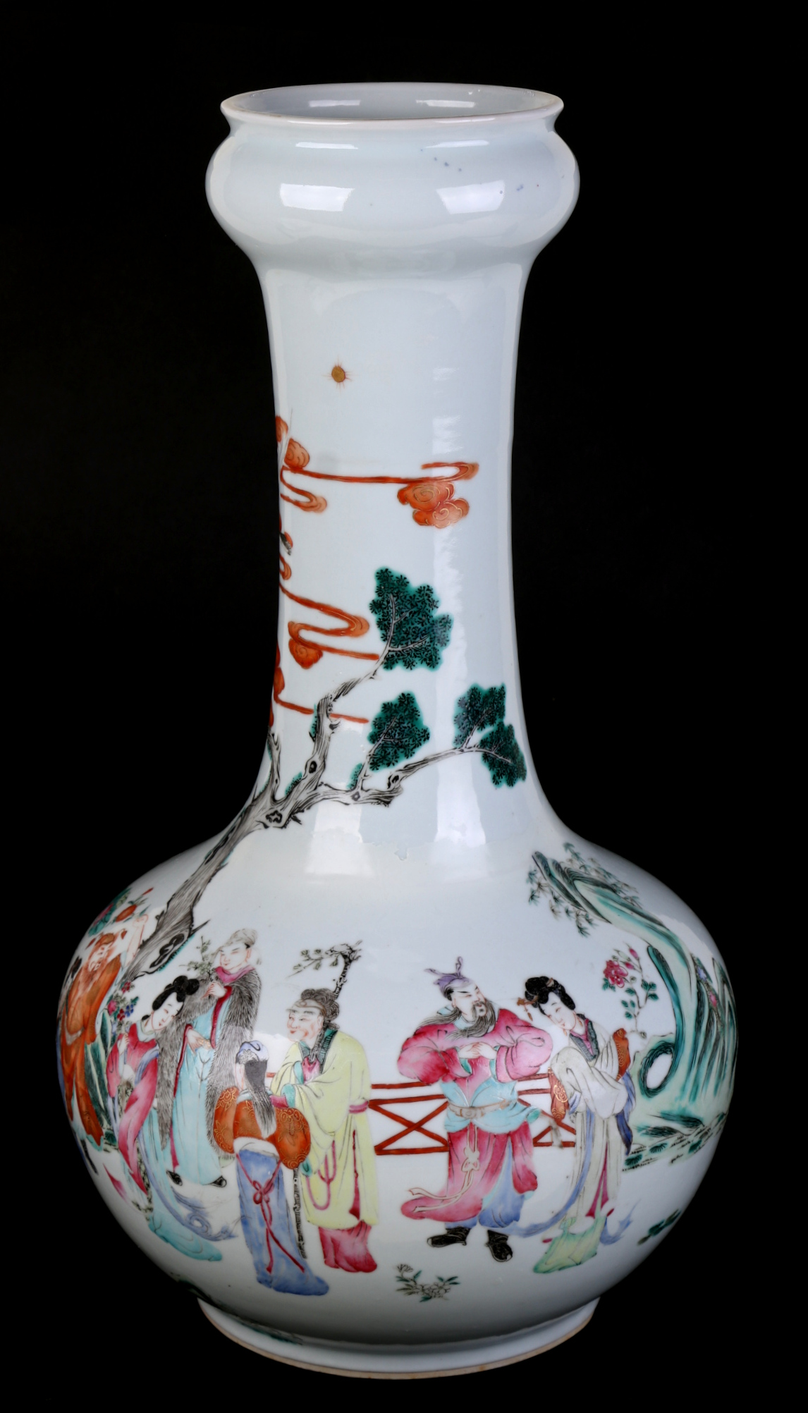 A large Chinese famille rose bottle vase decorated with figures on a terrace, 43cms high. - Image 3 of 7