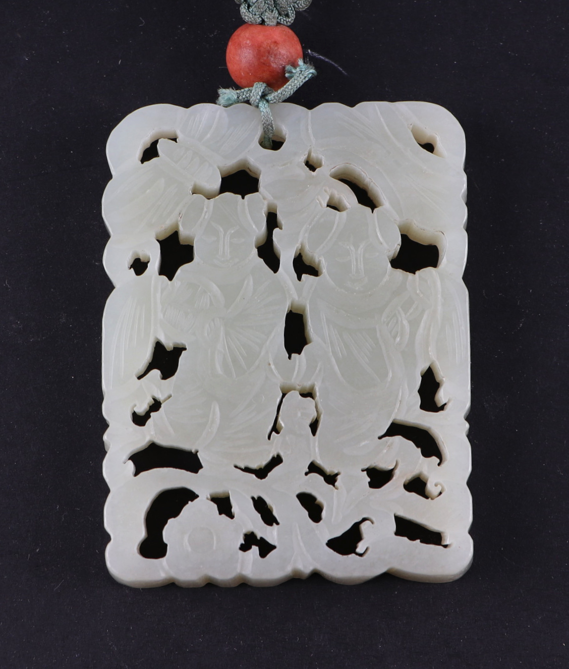 A Chinese pierced jade pendant, 5 by 6.5cms. Condition Report Good overall condition with no visible - Image 2 of 13