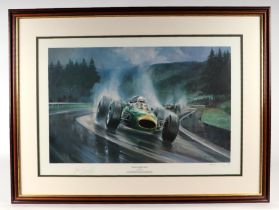 After Alan Fearnley - Heading For Victory - limited edition print to commemorate Jack Brabham's
