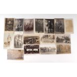 A small quantity of WWI black and white photographs to include a cavalry officer on horseback, other