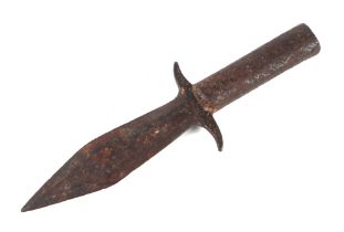 An 18th century pike head converted to a dagger with solid handle, 27cms long.