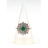 An 18ct gold emerald and diamond cluster ring, approx UK size M, 5.1g; together with a 1988