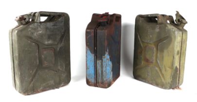 A WWII War Department 4-gallon Jerry can dated 1945; together with two other War Dept Jerry cans