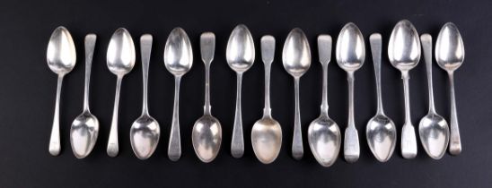 A group of Georgian and Victorian desert spoons, various dates and makers marks, 584g.
