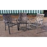 A set of six garden open armchairs with trellis work backs (6). Condition Report There isn't a