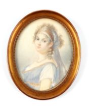 A 19th century oval portrait miniature on ivory depicting Princess Louise of Prussia (Luise), 5 by
