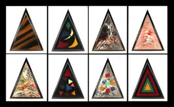 Ken Lindores (modern British) - a series of eight large triangular abstracts, oil on canvas, each