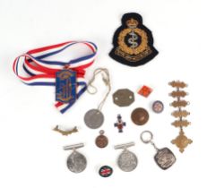 WWII Defence Medal and War Medal, ID Tags, SJAB Medal, other medals and badges