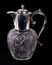 A silver mounted cut glass claret jug, Chester 1910, 20cms high. Condition Report Good overall