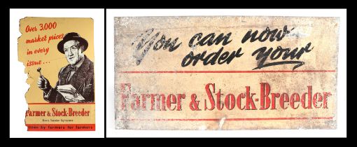 An original advertising sign - Farmer & Stock Breeder - together with a cardboard point of sale