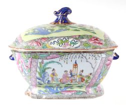 A 19th century Mason's Ironstone soup tureen & cover in the Chinese famille rose taste with panels
