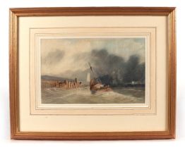 Attributed to John Callow (1822-1878) - Entering Harbour - watercolour, framed & glazed, 26 by