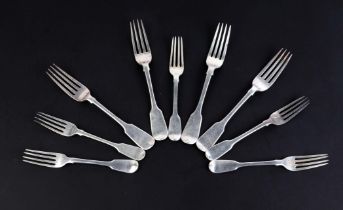 A group of Victorian and Georgian silver forks, various dates and makers marks, 537g..