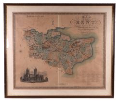 Greenwood (Charles & John) coloured map of the county of Kent, framed & glazed, 71 by 59cms.