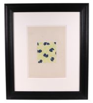 Alice Sirooni, New York, a 1940's fabric design with blindstamp, framed & glazed, 21 by 28cms.