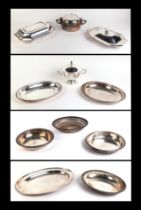 A quantity of assorted silver plated items to include entree dish and cover, the cover with dog mask