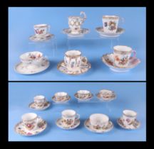 A quantity of Dresden cups and saucers decorated with flowers. Condition Report General good