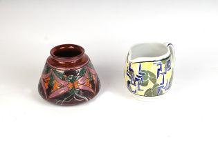 An early 20th century Glasgow girls Studio pottery jug with Cubist style decoration, signed &