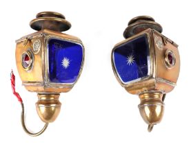 A pair of early 20th century BRC opera type oil luminated side lights (converted to electricity)