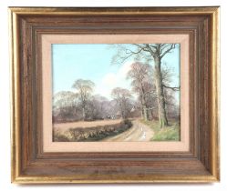 Modern British - Country Lane Scene with Figures on Horseback - indistinctly signed & dated '84