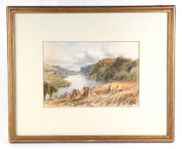 T J Soper (Victorian school) - Harvest Scene - signed lower right, watercolour, framed & glazed,