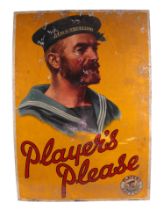 An original pictorial advertising sign - Players Please - depicting a Navel sailor, HMS Excellent