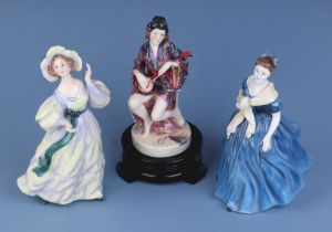 Three Royal Doulton figures - Geisha HN1234, 18cm high; together with Adrian HN2304 and Grand Manner