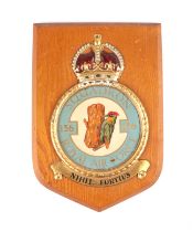 A WW2 period 136 Squadron Royal Air Force wall shield. Having a hand painted tin plate badge with