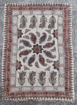 An Iranian Esfahan traditional cotton hand printed wall hanging, 140 by 200cms.