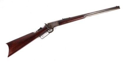 A late 19th century Marlin .41 rifle, the 60cm steel barrel impressed 'Marlin Firearms Co.,