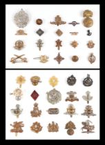 A collection of Military cap badges for various regiments, including Royal Fusiliers (1958-69)