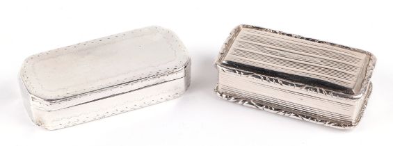 A silver snuff box with gilt interior, indistinct Birmingham hallmarks, 7cm wide, together with a