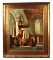 W Beynen (?) - Dutch Church Interior Scene - signed lower right, oil on canvas, framed, 39 by 49cm.