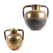 A late 19th century Garanti Villedieu French (Brittany) brass amphora, in the ancient Greek taste,